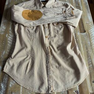 Zara Mustard and White Striped Shirt size S